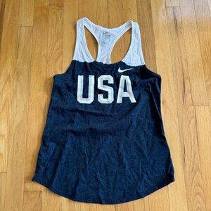 Nike Women's Navy and White USA Olympic Tank Top Medium